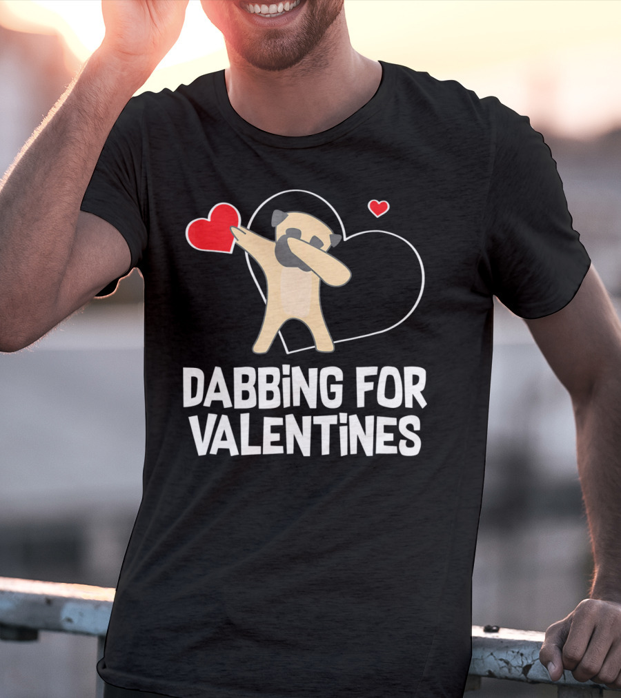 Dabbing Pug For Valentines Hearts Cute T-Shirt