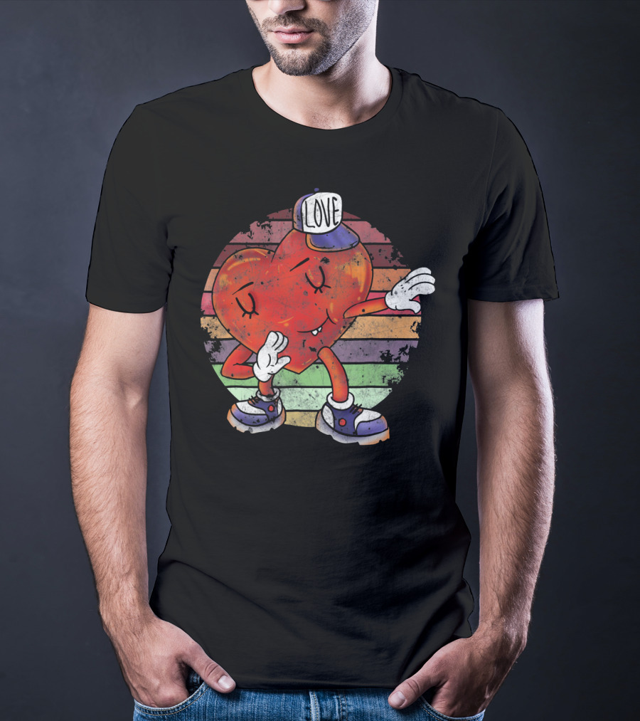 Love Dabbing Heart Valentines Day T-Shirt