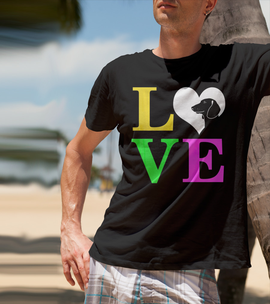 LOVE Dachshund Dog Heart Valentines T-Shirt