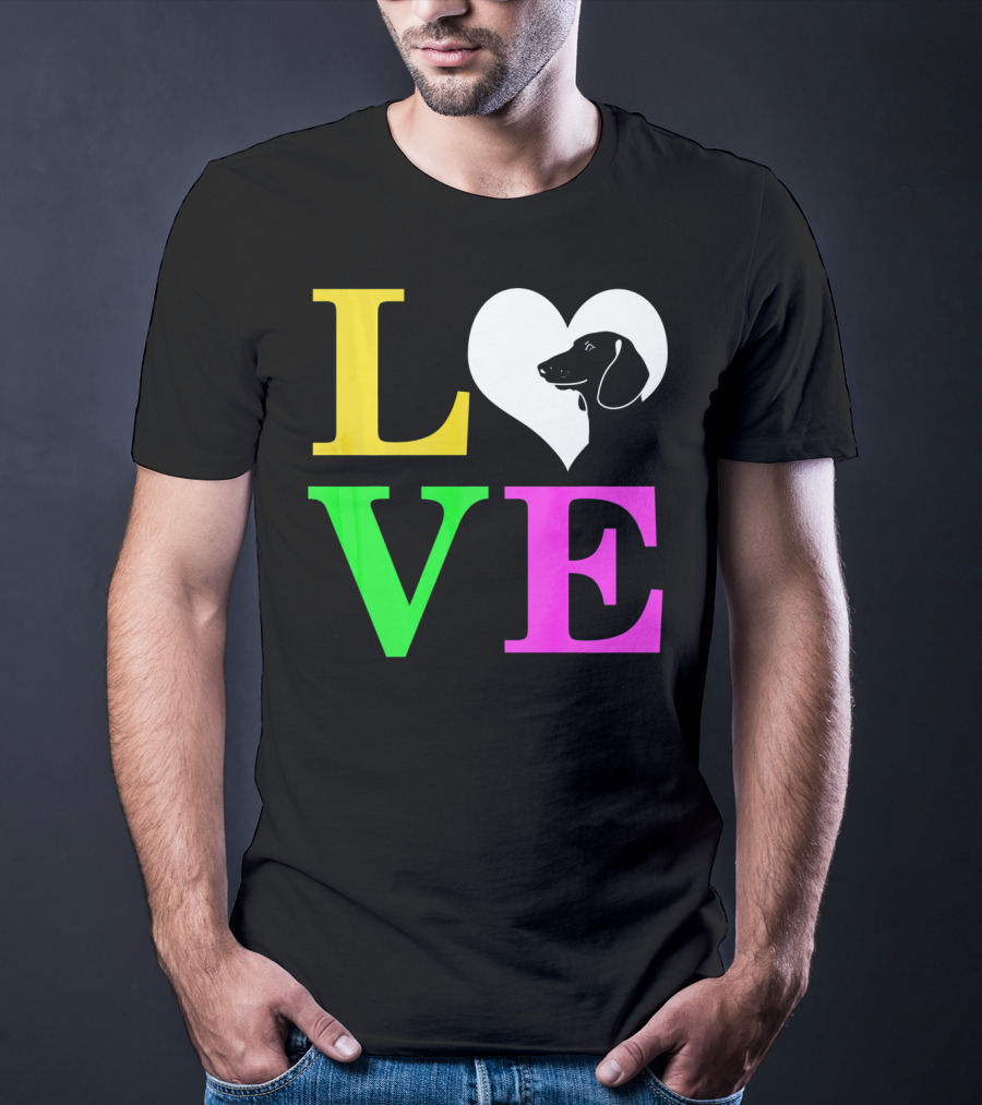 LOVE Dachshund Dog Heart Valentines T-Shirt
