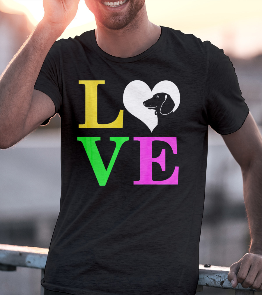LOVE Dachshund Dog Heart Valentines T-Shirt