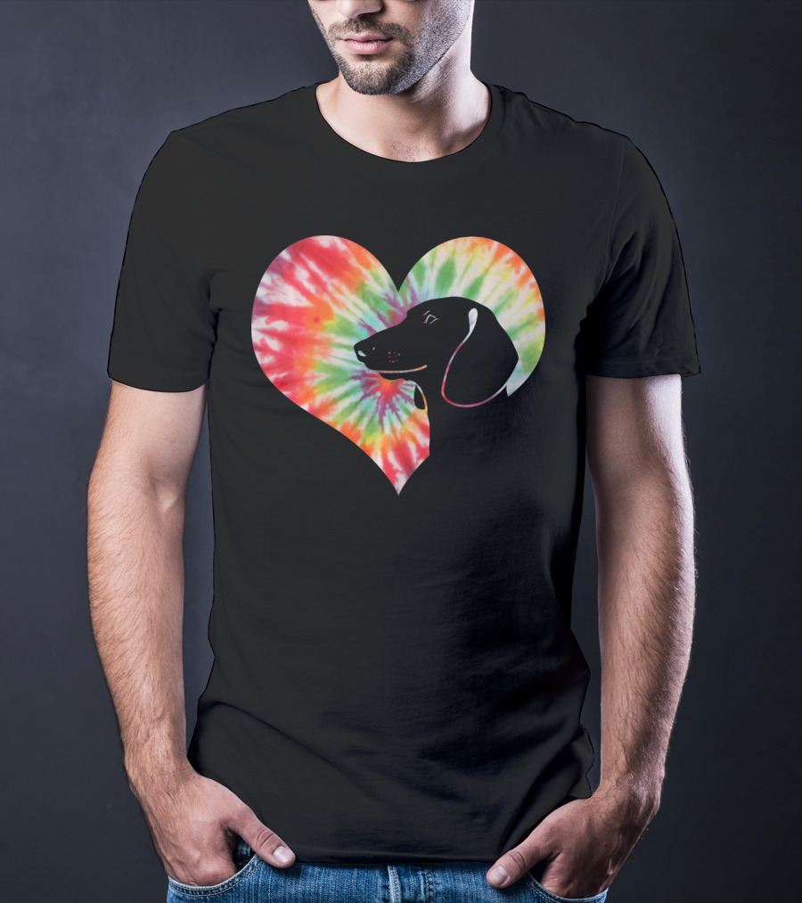 Dachshund Dog Heart Tie Dye Valentines T-Shirt