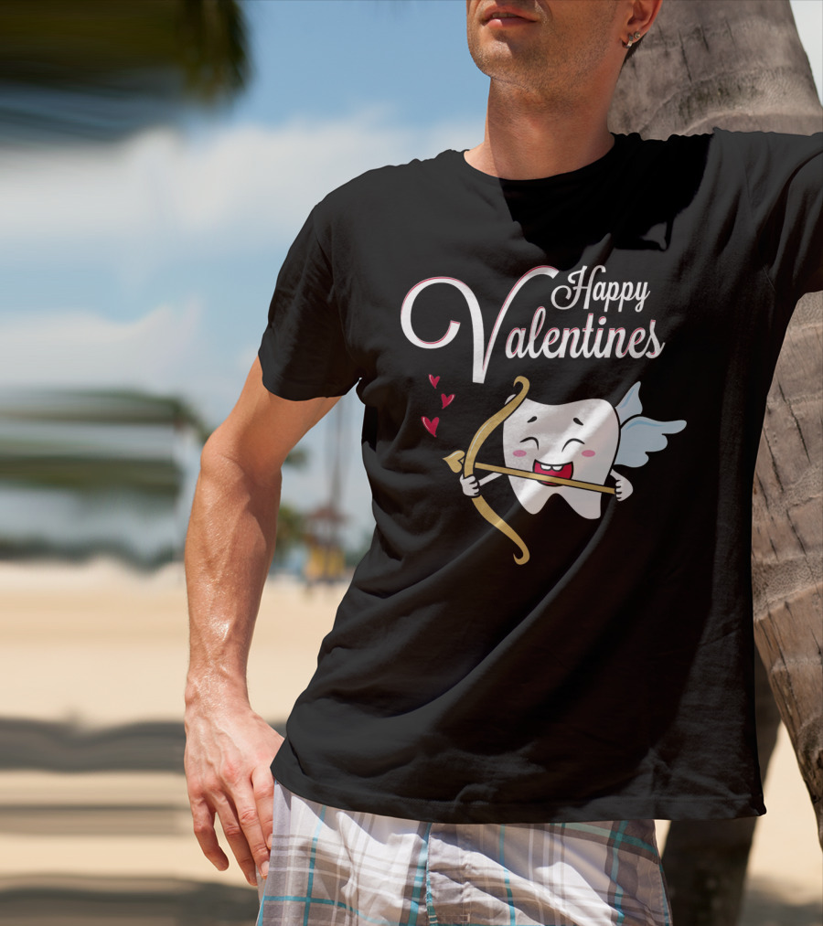 Happy Valentines Dental Hygienist Dentist Tooth Cupid T-Shirt