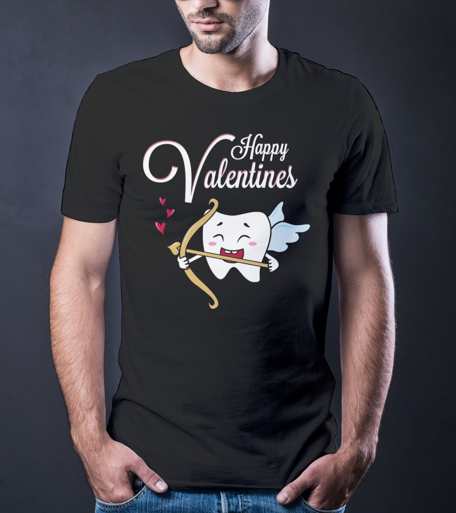 Happy Valentines Dental Hygienist Dentist Tooth Cupid T-Shirt