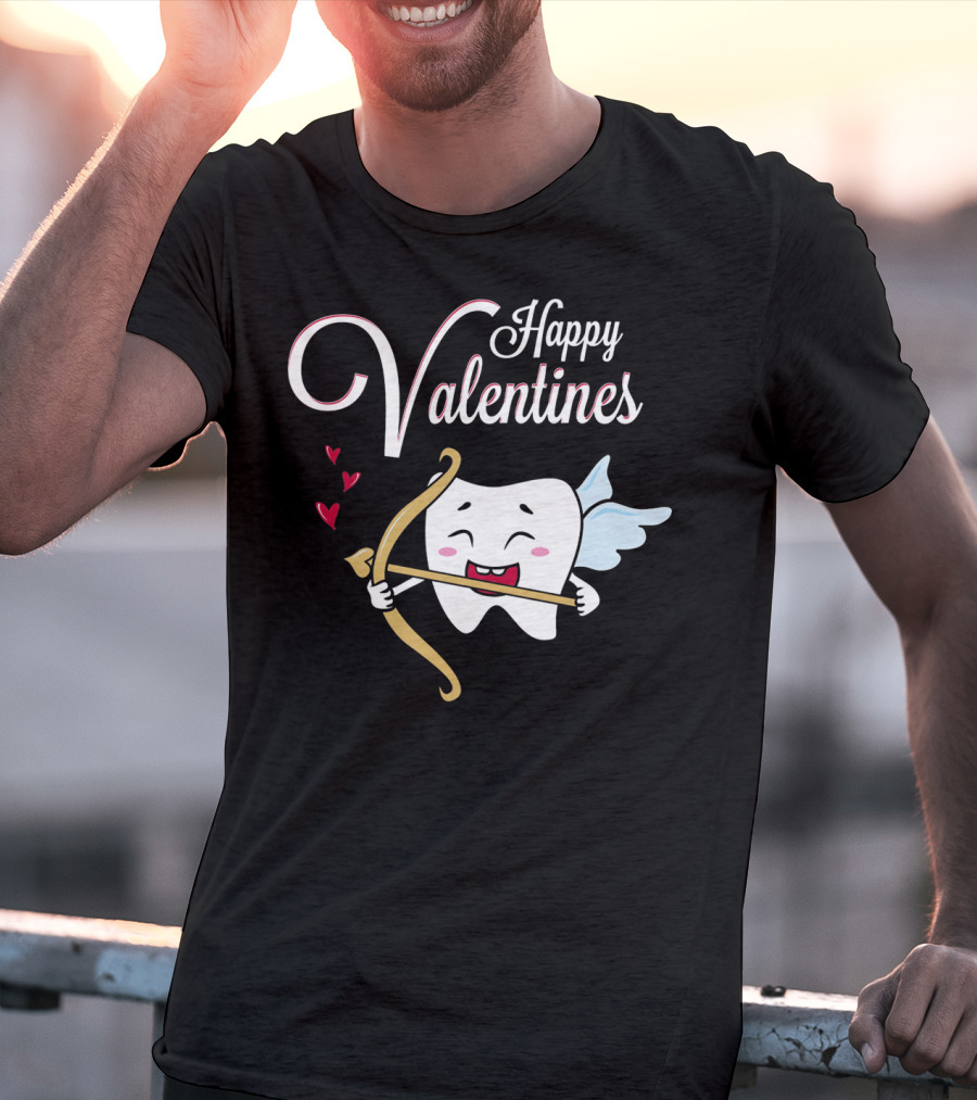 Happy Valentines Dental Hygienist Dentist Tooth Cupid T-Shirt