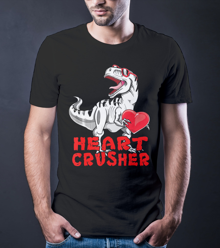 Dinosaur Valentines Day Heart Crusher T-Shirt