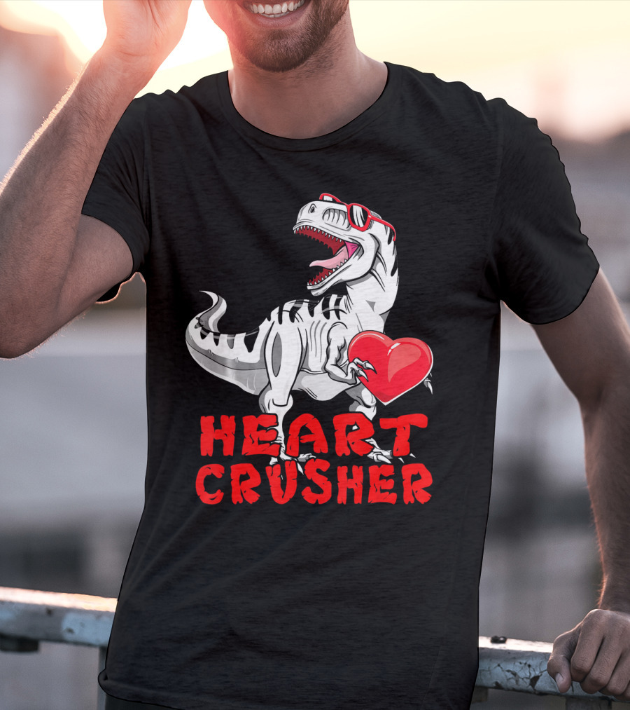 Dinosaur Valentines Day Heart Crusher T-Shirt