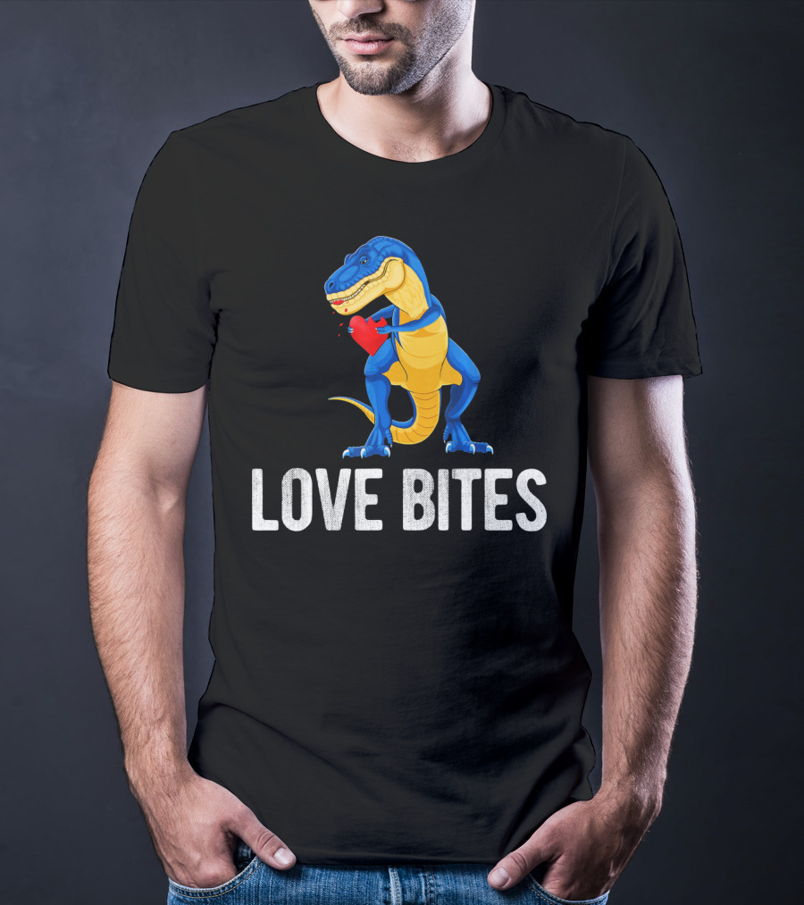 Love Bites Dinosaur Rex Valentines Day T-Shirt