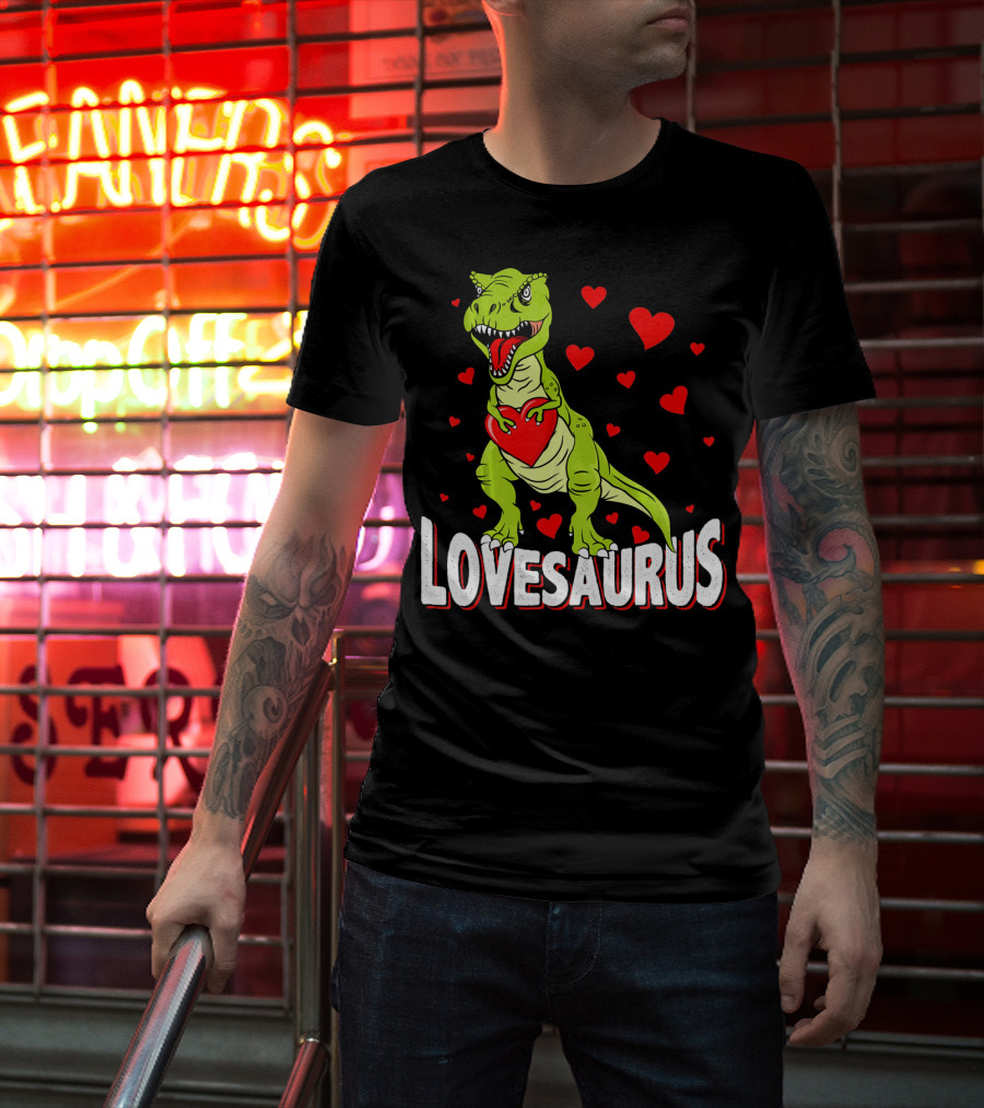 Lovesaurus Dinosaur Valentine Day Hearts T-Shirt