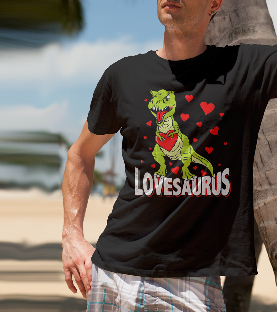 Lovesaurus Dinosaur Valentine Day Hearts T-Shirt
