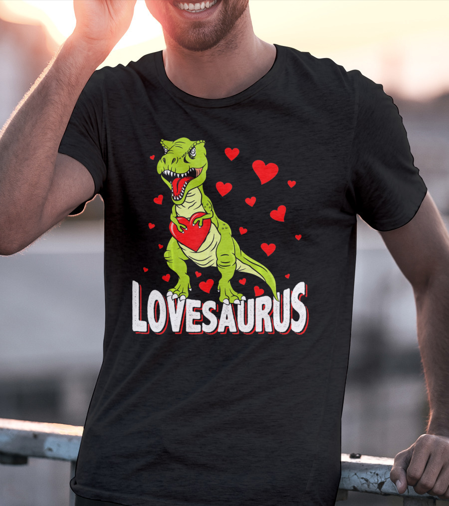 Lovesaurus Dinosaur Valentine Day Hearts T-Shirt