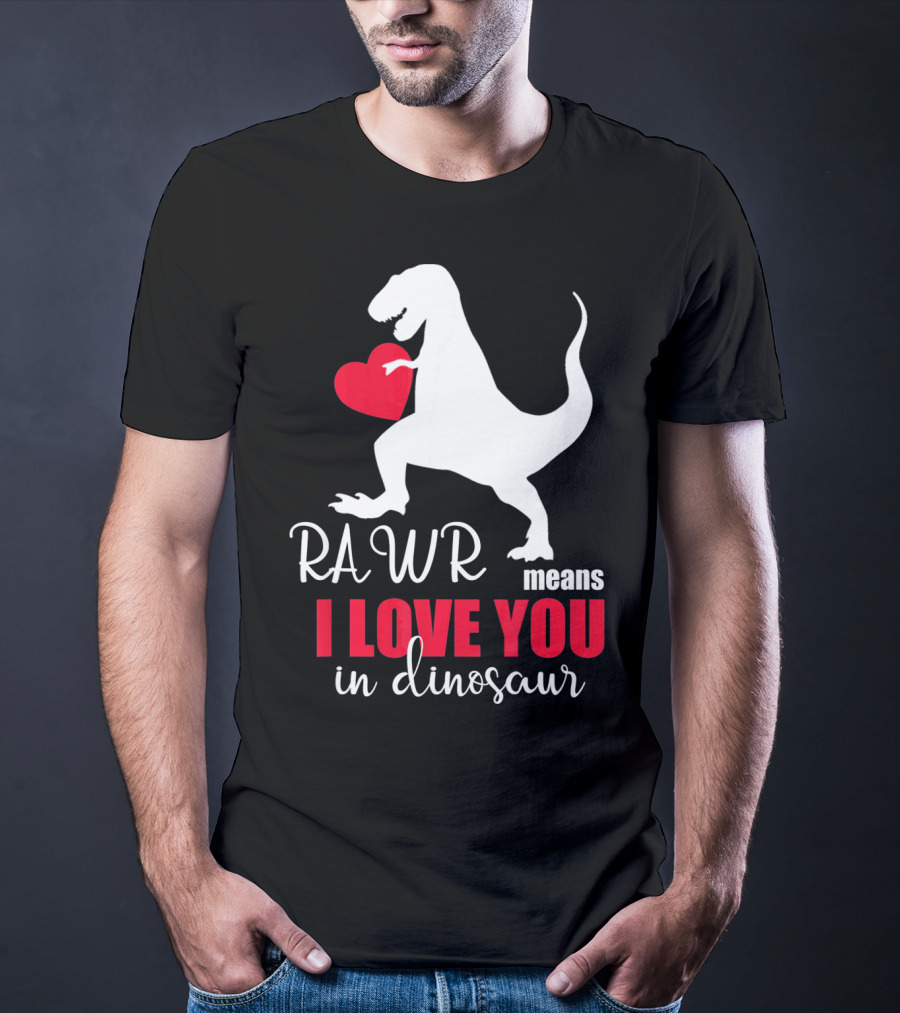 RAWR Means I Love You In Dinosaur Valentines Day T-Shirt