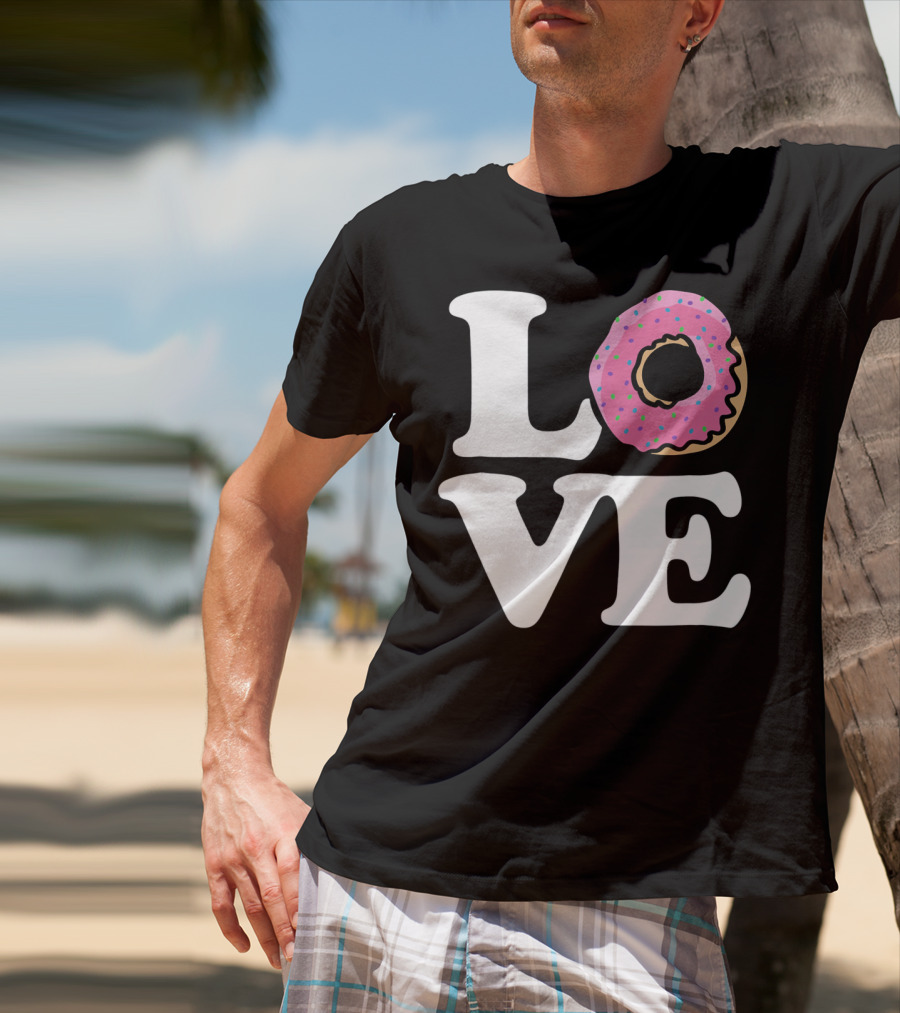 Love For Donut Lovers With Pink Frosted Donut T-Shirt
