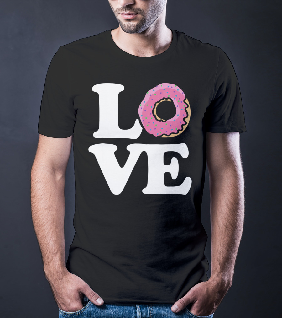 Love For Donut Lovers With Pink Frosted Donut T-Shirt