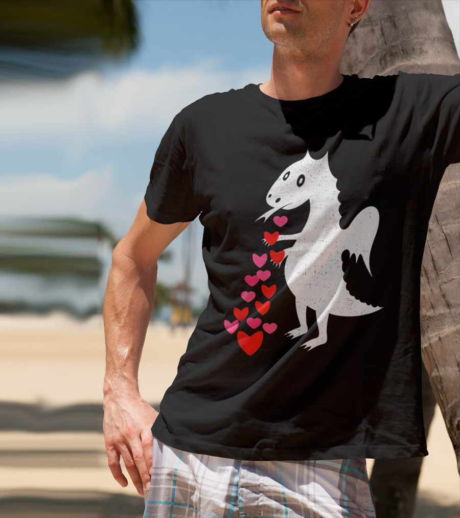 Dragon Spitting Love Hearts Anti Valentine's Day T-Shirt