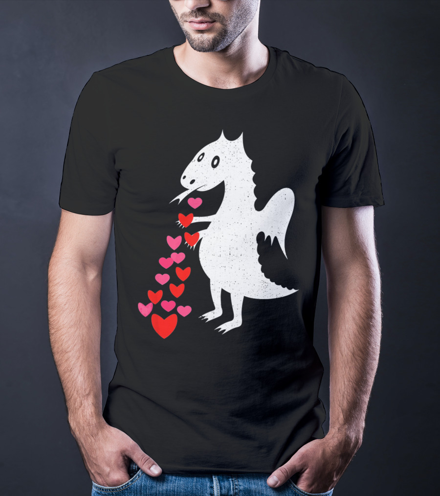 Dragon Spitting Love Hearts Anti Valentine's Day T-Shirt