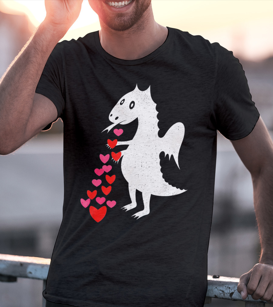 Dragon Spitting Love Hearts Anti Valentine's Day T-Shirt
