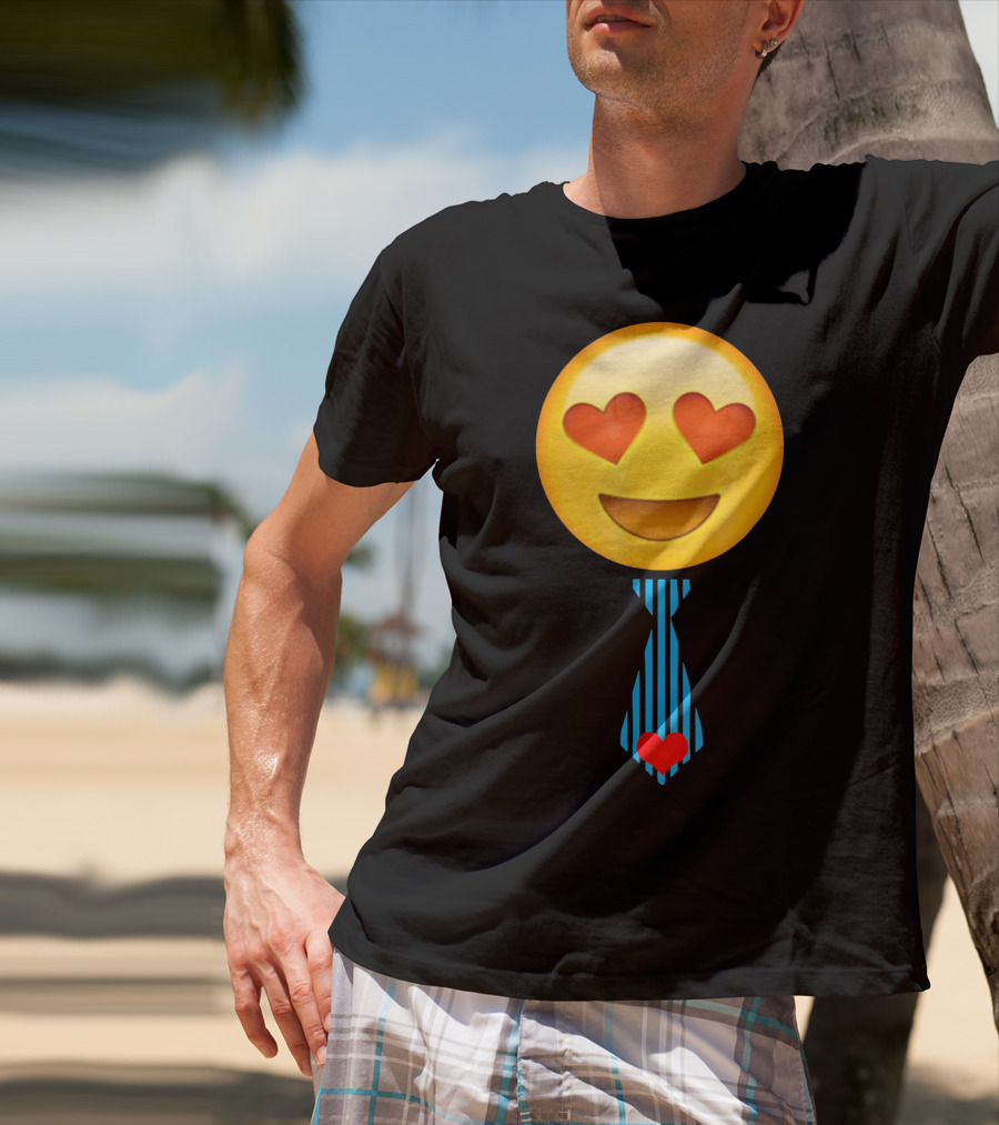 Emoji Heart Eyes Heart Tie Valentine T-Shirt
