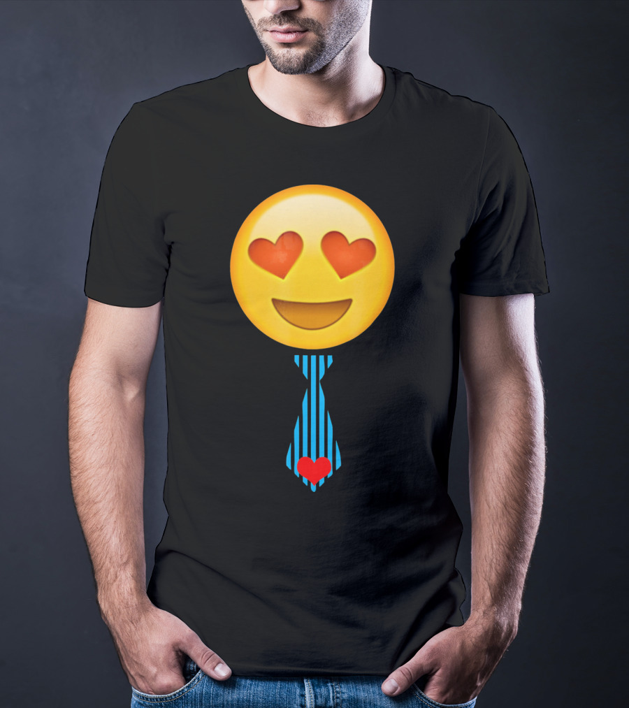 Emoji Heart Eyes Heart Tie Valentine T-Shirt