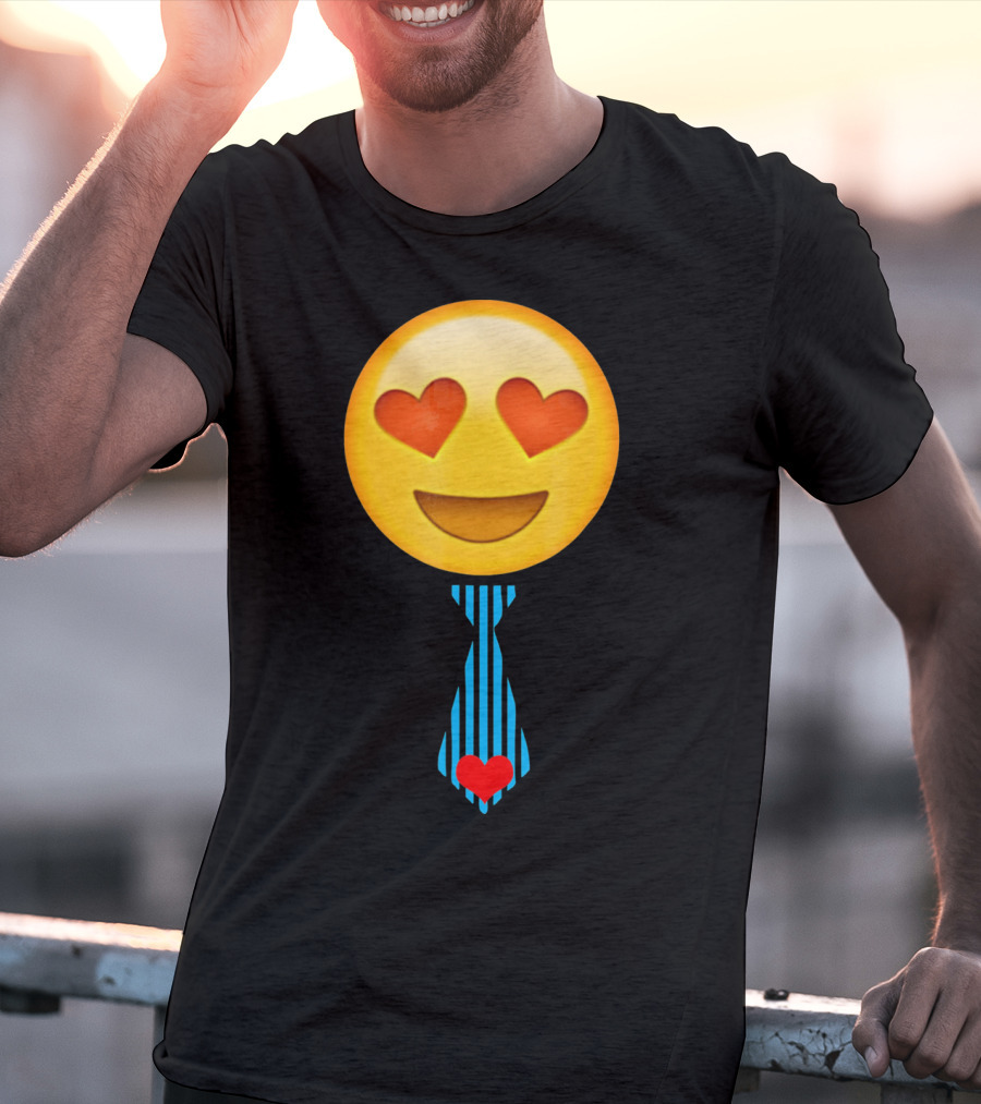 Emoji Heart Eyes Heart Tie Valentine T-Shirt