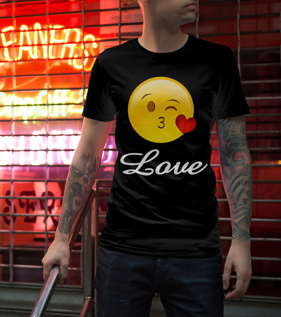 Love Emoji Valentines Day Heart Kiss T-Shirt