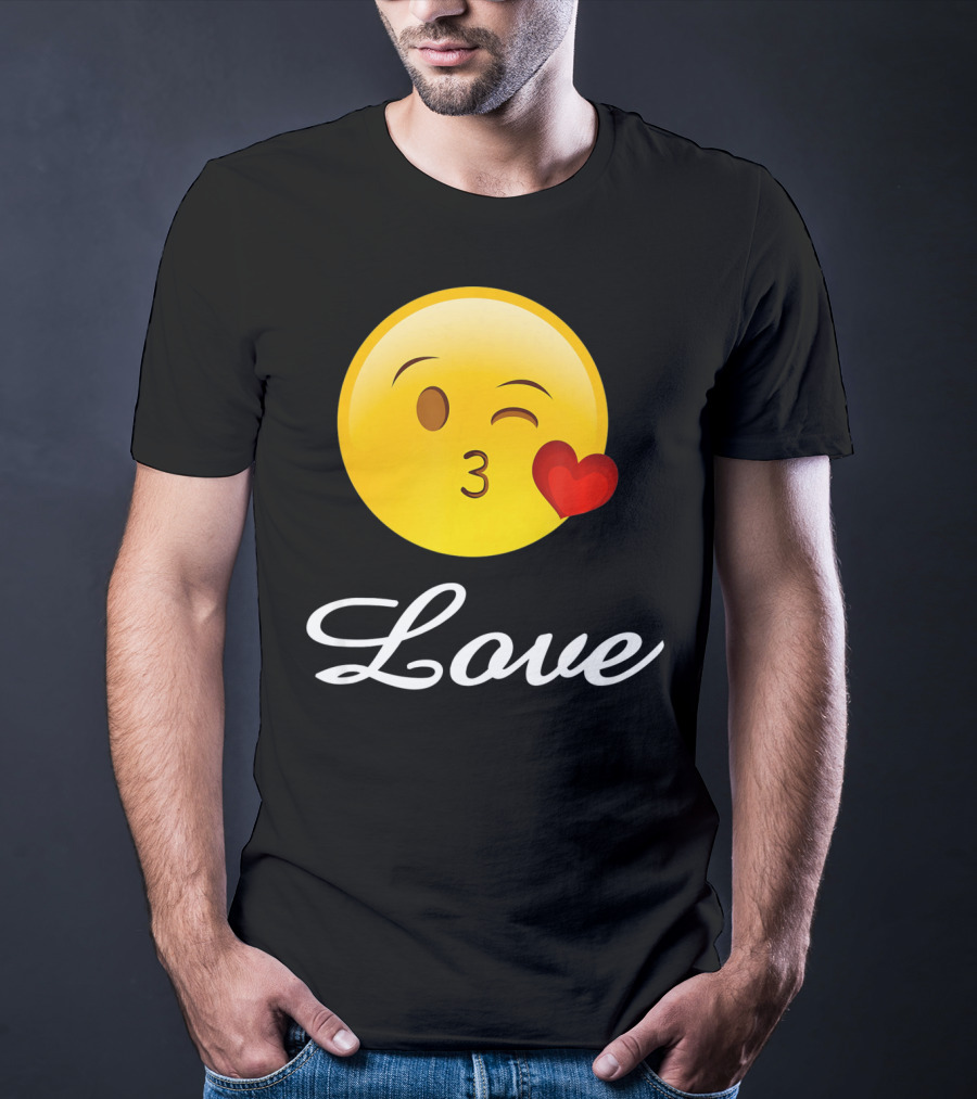 Love Emoji Valentines Day Heart Kiss T-Shirt