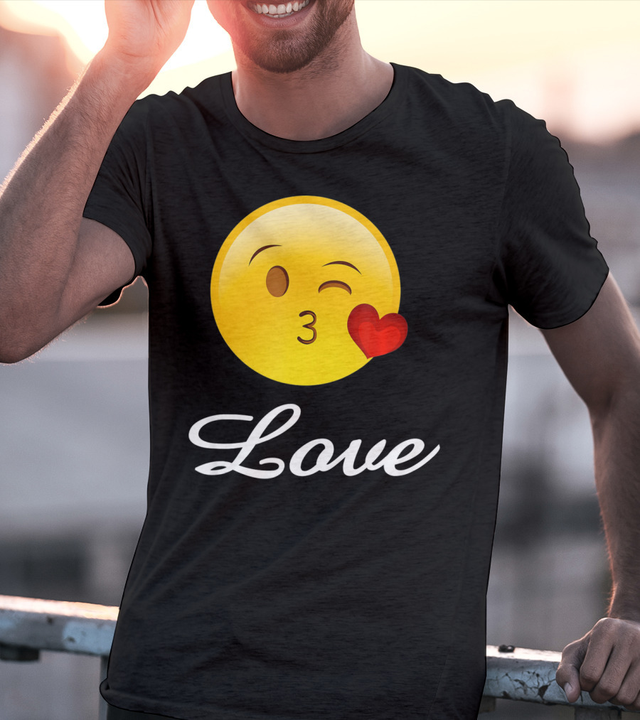 Love Emoji Valentines Day Heart Kiss T-Shirt