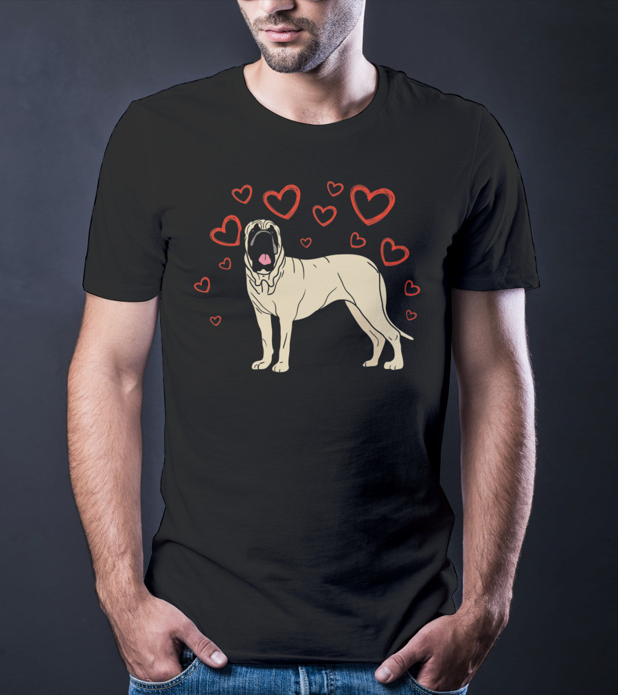 English Mastiff Surrounded By Hearts My Valentine LS T-Shirt