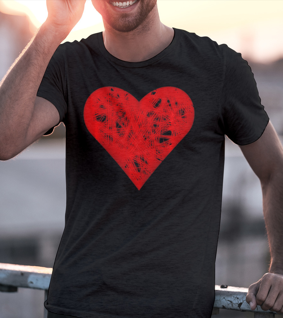 Faded Heart Strings Valentines Day Red Scribbled Heart T-Shirt