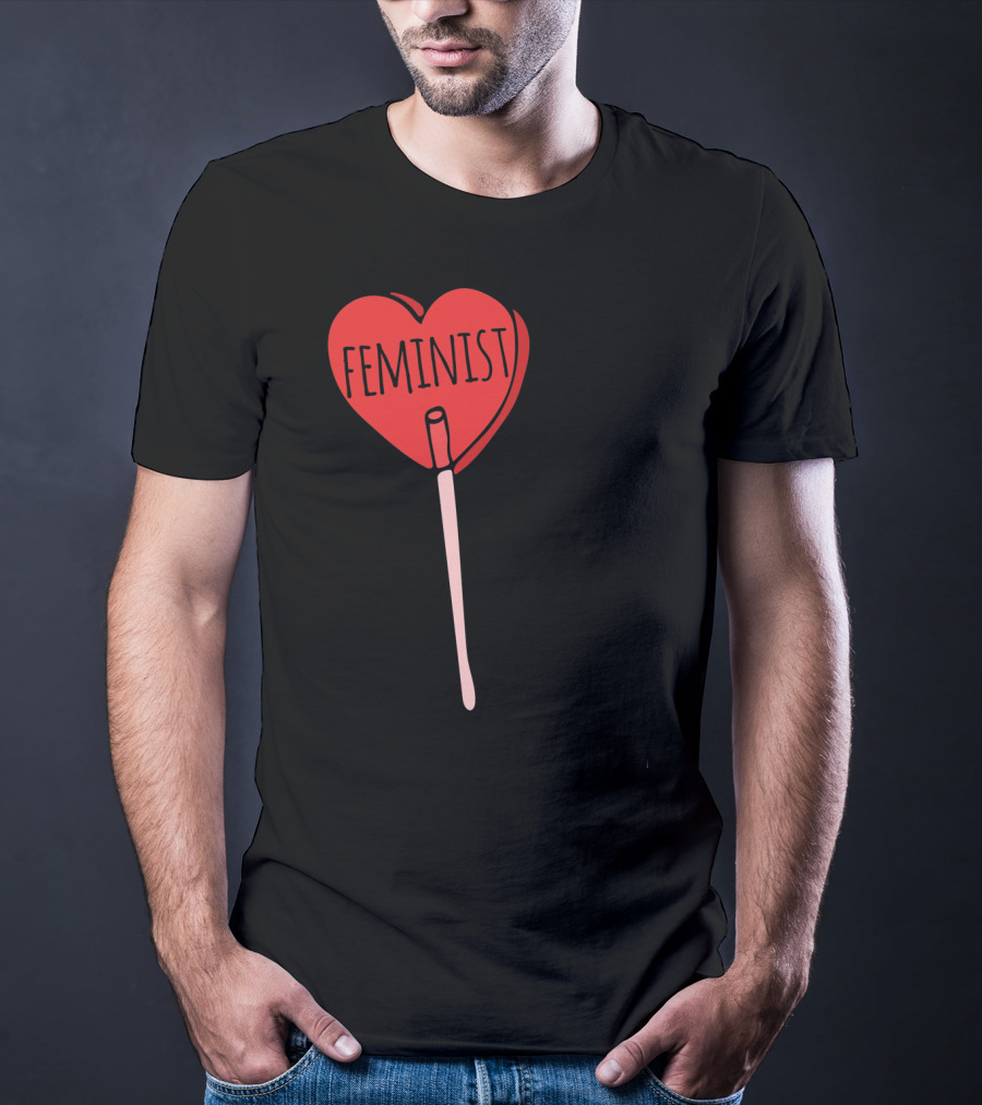 Feminist Red Heart Lollipop Valentine Sucker T-Shirt