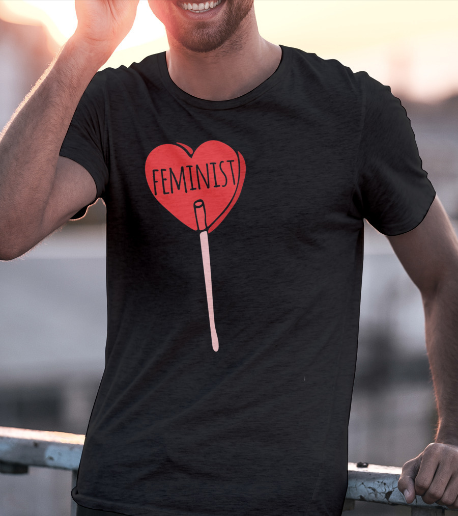 Feminist Red Heart Lollipop Valentine Sucker T-Shirt