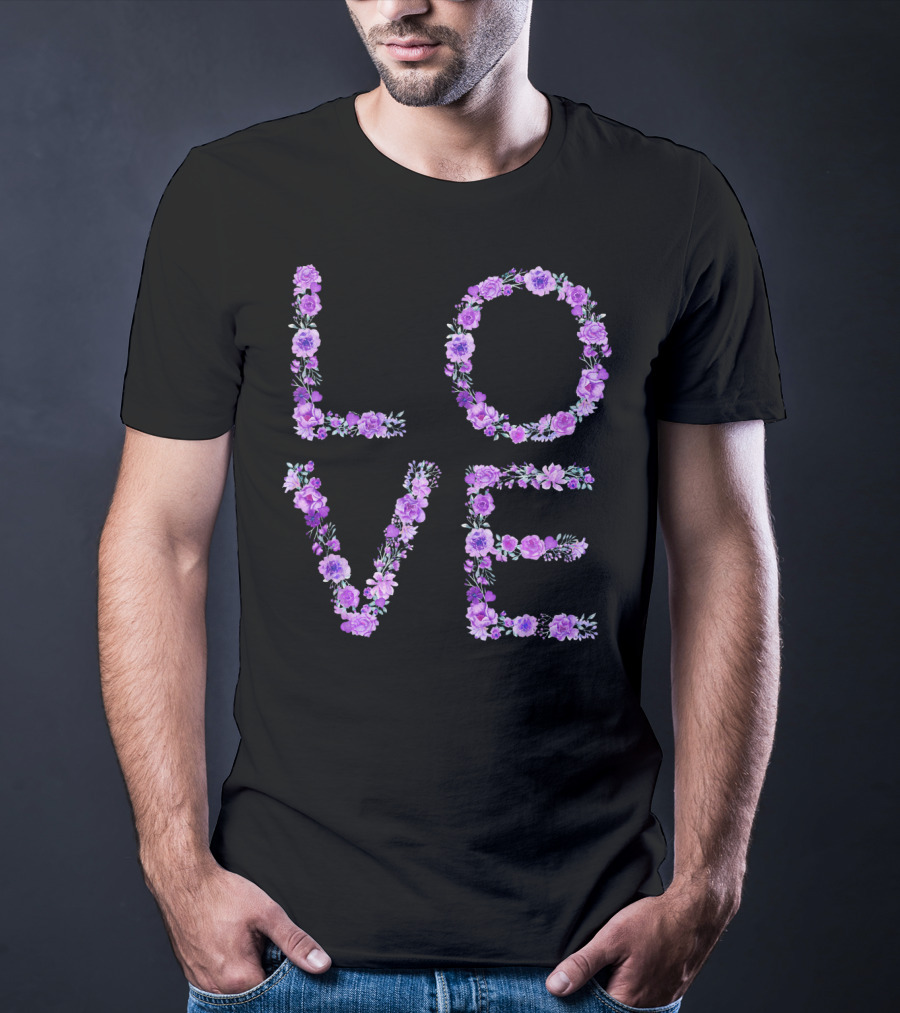 Love Floral Valentine Lilac Flowers T-Shirt