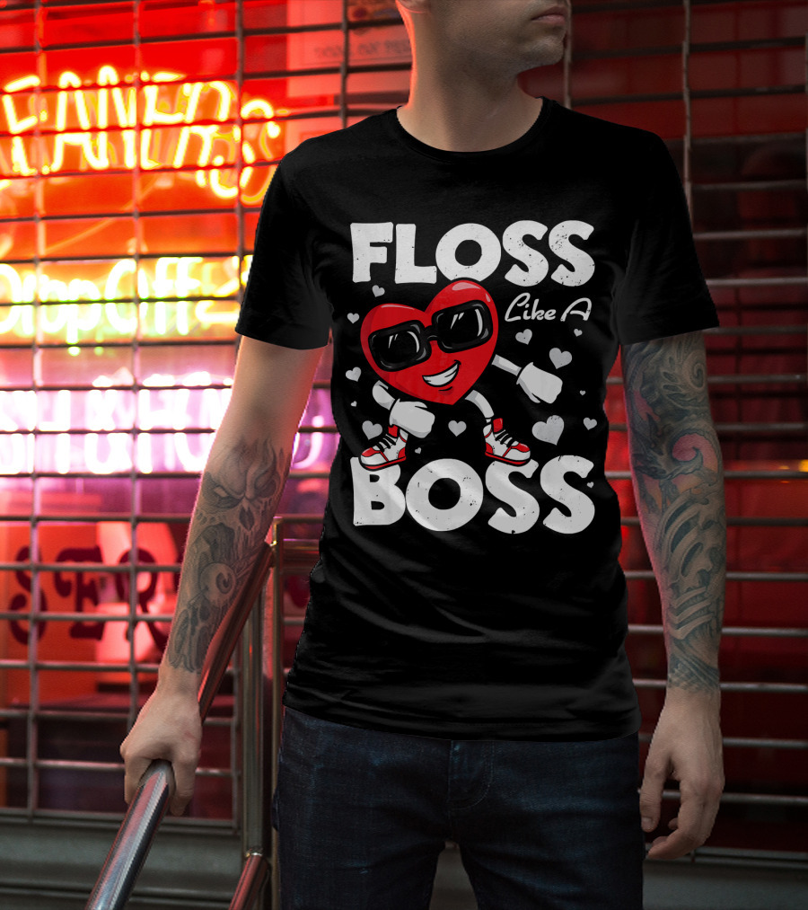Floss Like A Boss Heart Dance Valentines T-Shirt