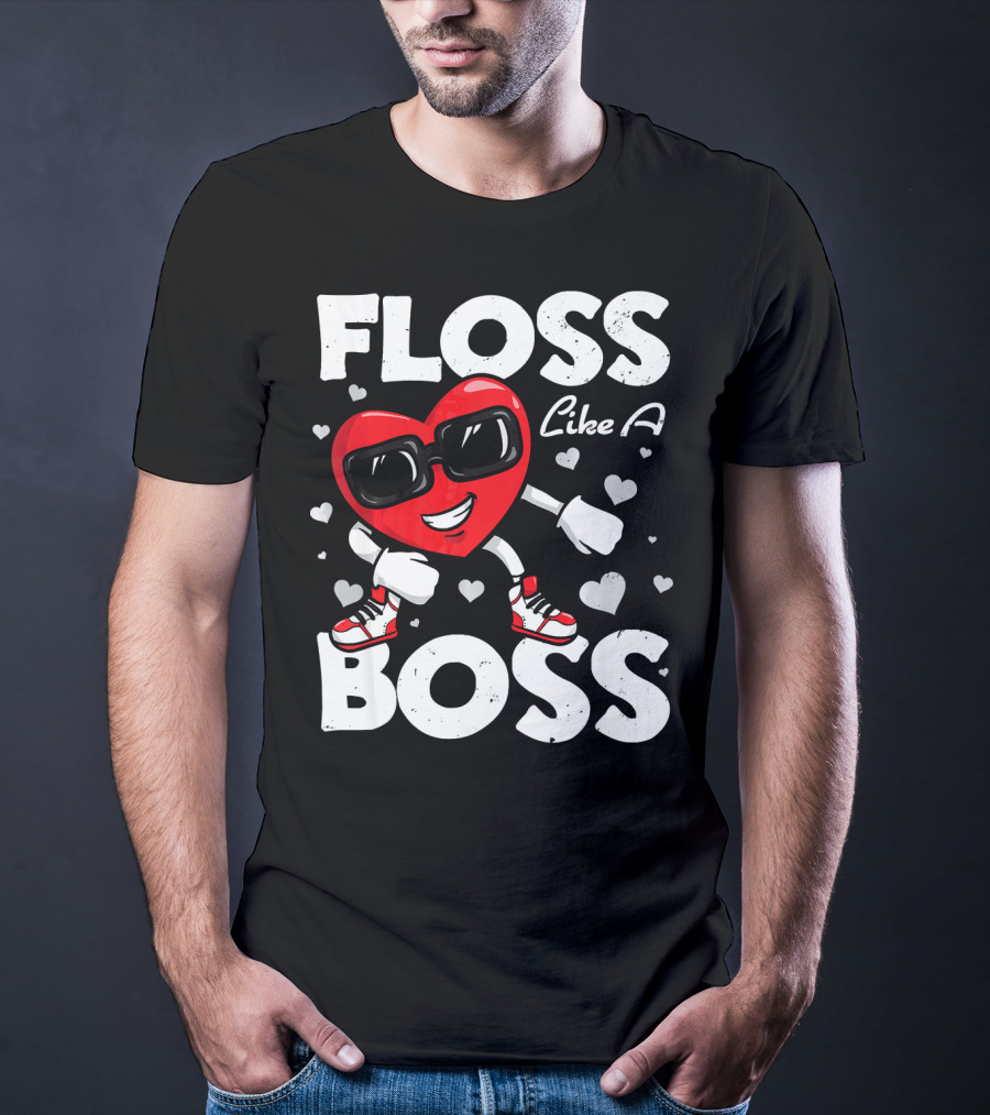 Floss Like A Boss Heart Dance Valentines T-Shirt