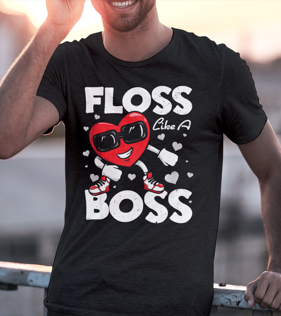 Floss Like A Boss Heart Dance Valentines T-Shirt