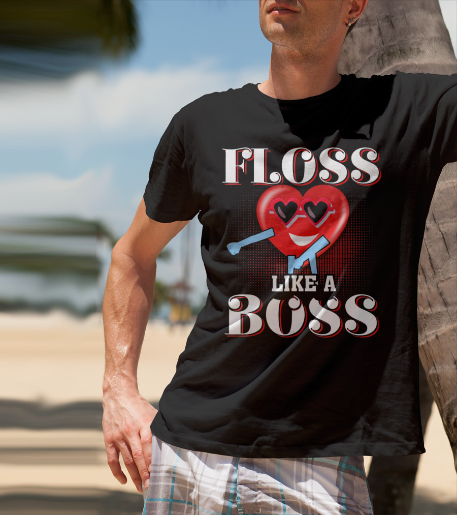 Floss Like A Boss Heart Valentines Day T-Shirt