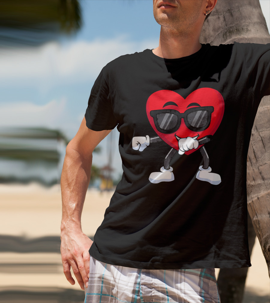 Dabbing Heart Valentines Day Boys Love T-Shirt