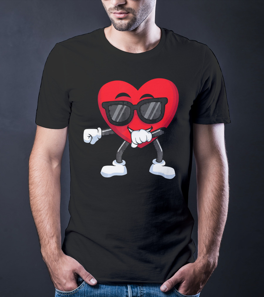 Dabbing Heart Valentines Day Boys Love T-Shirt