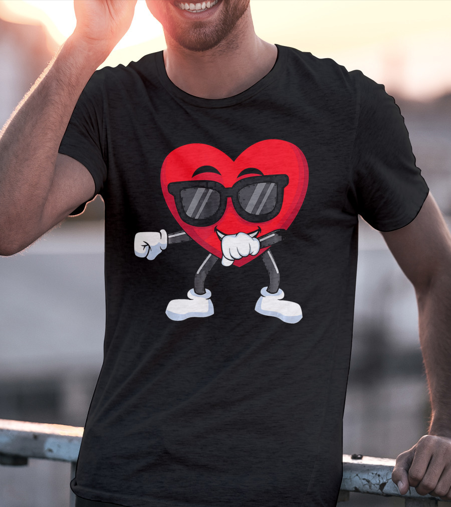 Dabbing Heart Valentines Day Boys Love T-Shirt