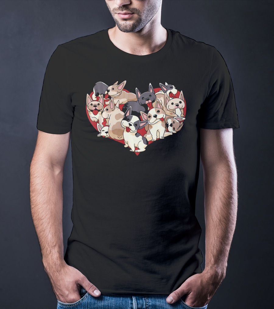 French Bulldog Heart Dog Frenchi Puppy Pack T-Shirt