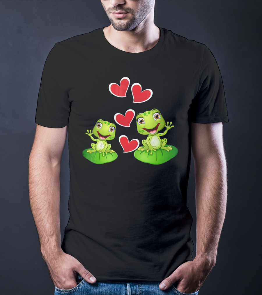 Frog Heart Valentine Day Animal Cute Frogs With Hearts T-Shirt
