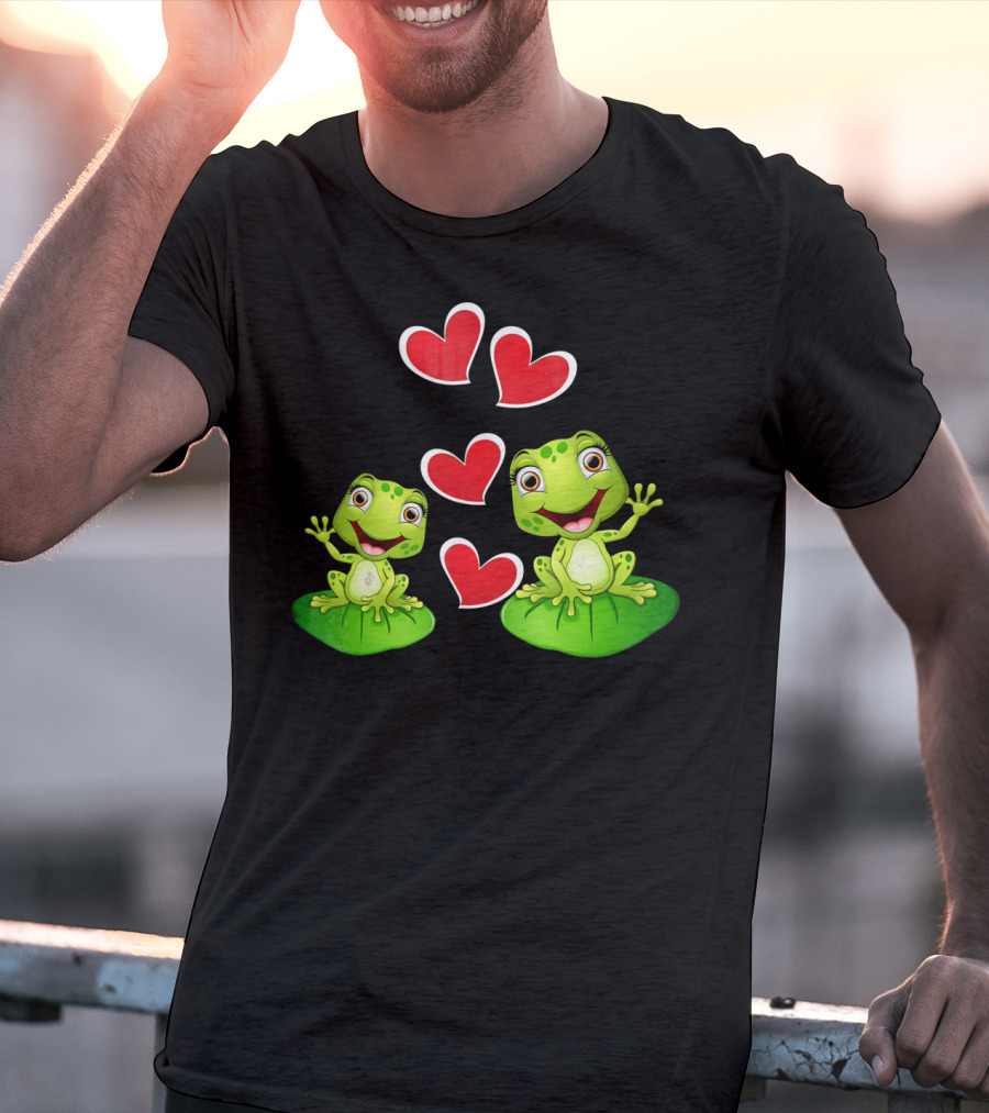 Frog Heart Valentine Day Animal Cute Frogs With Hearts T-Shirt