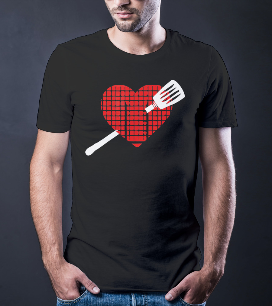 Funny BBQ Grilling Valentine's Day Heart With Spatula T-Shirt