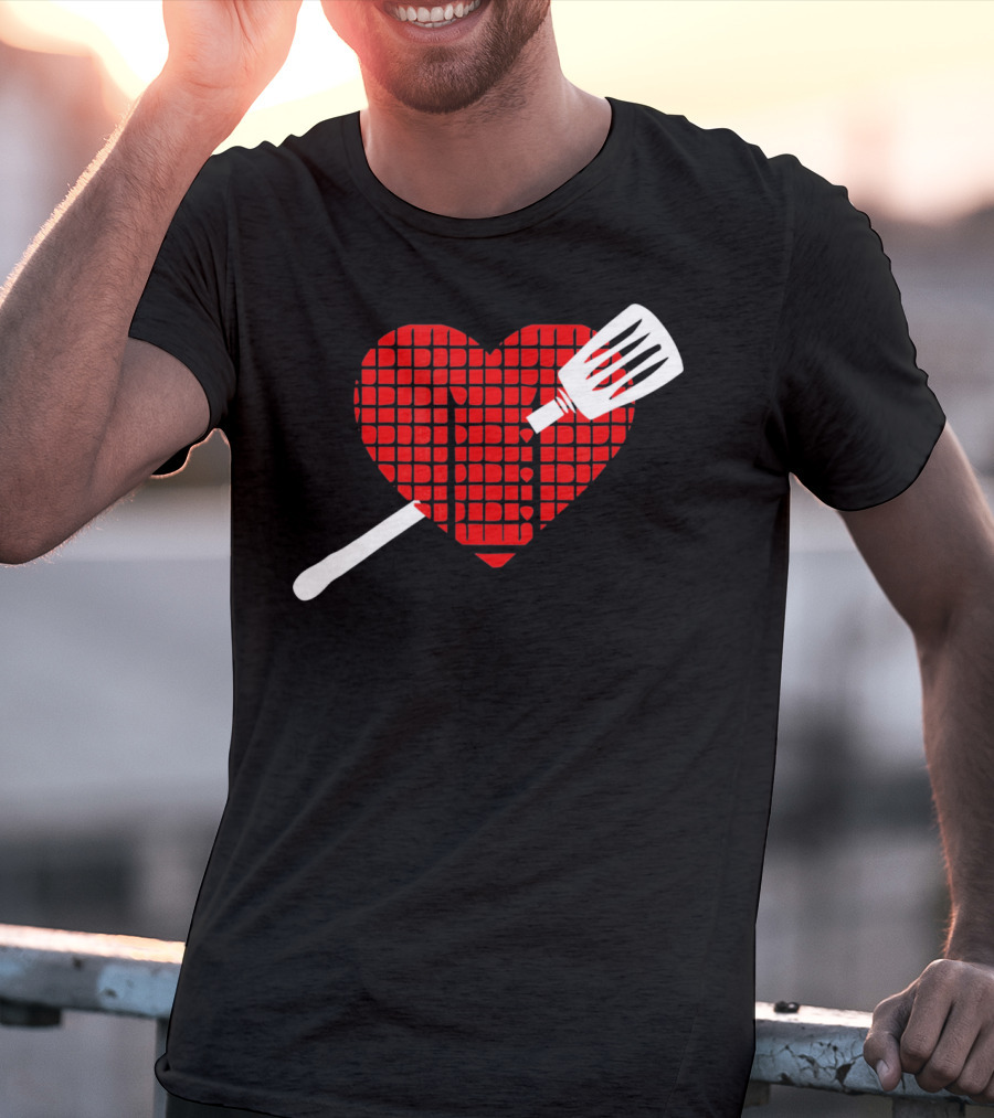 Funny BBQ Grilling Valentine's Day Heart With Spatula T-Shirt