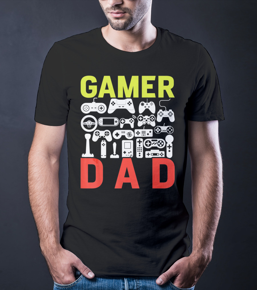 Gamer Dad Vintage Controller Collection Funny Birthday T-Shirt