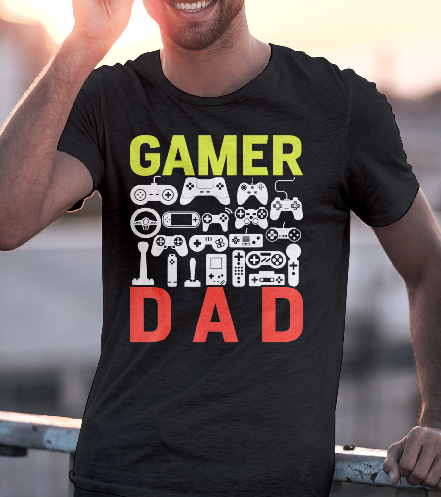 Gamer Dad Vintage Controller Collection Funny Birthday T-Shirt