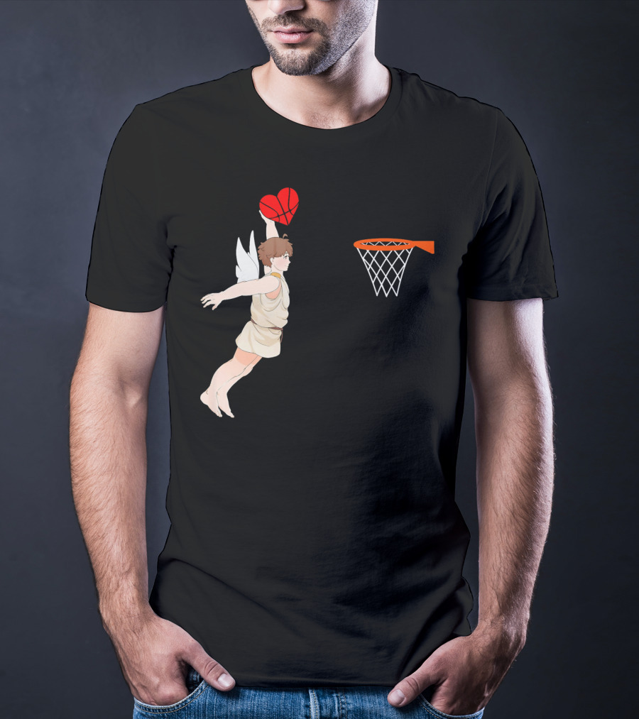 Cupid Dunking Heart Basketball Valentines Day For Bas T-Shirt