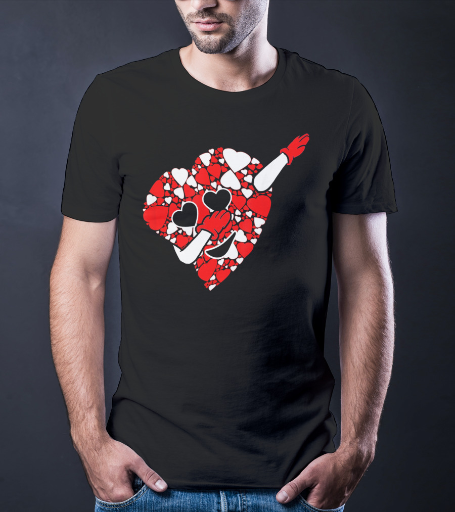 Funny Cute Dabbing Red White Hearts Vale T-Shirt