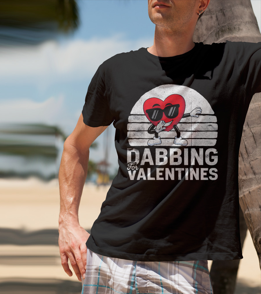 Dabbing For Valentines Funny Heart Valentine’s Day T-Shirt
