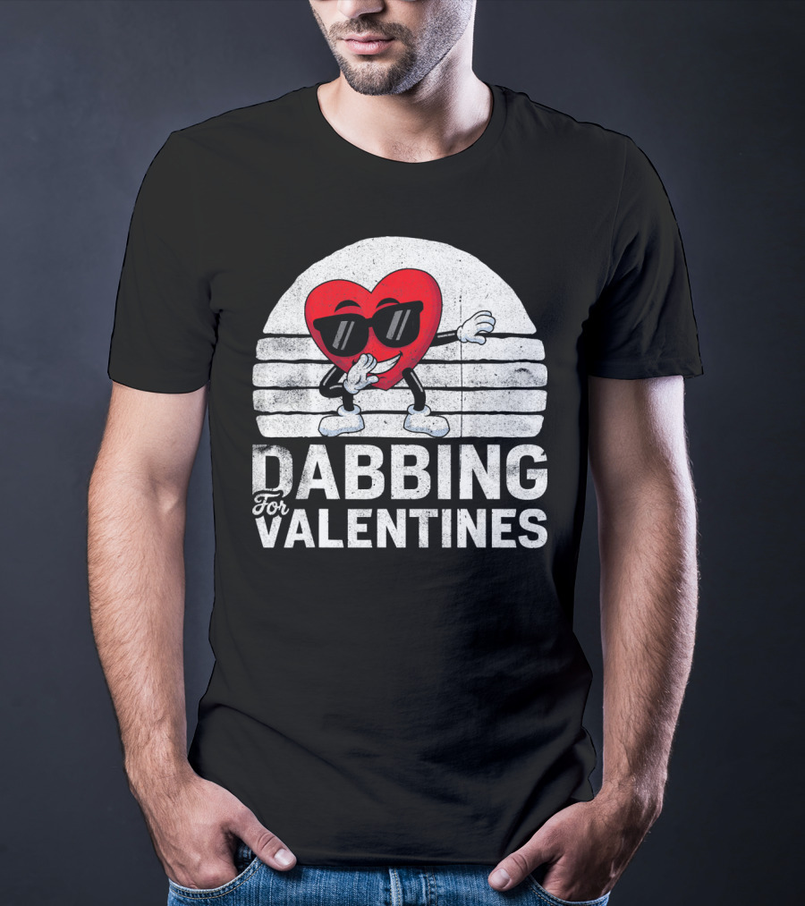 Dabbing For Valentines Funny Heart Valentine’s Day T-Shirt